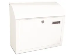 muurbrievenbus,staal,wit,HxBxD 330x384x170mm,inworp/uitname voor