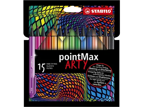 Viltstift STABILO pointMax 488/15 Arty medium assorti etui 15 stuks