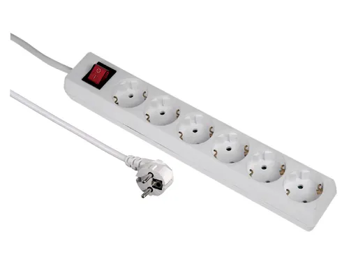 Tafelcontactdoos 6-voudig Beveiligd 500cm Wit Randaarde
