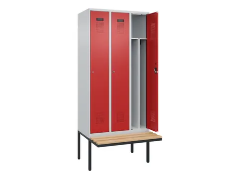 locker met bank,voor scheiding van kleding,HxBxD 2120x900x815mm,3vak