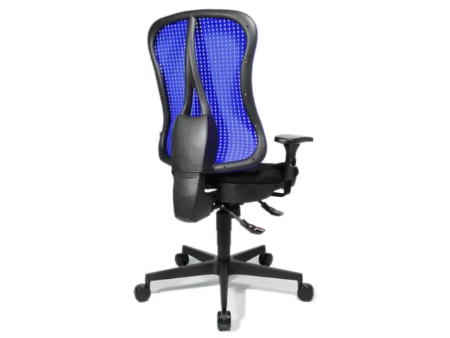 Siège Bureau Pivotant Assise Noir Dossier Maille Bleu