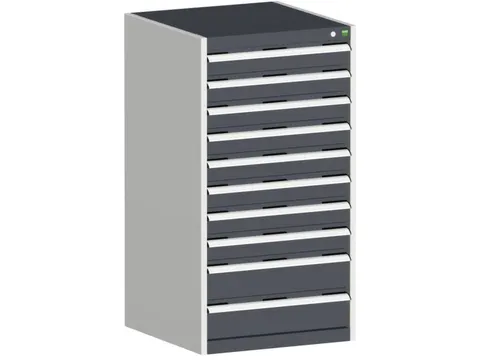 ladekast HxBxD 1200x650x650mm 10laden RAL7035 front RAL7016