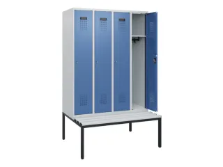 locker met bank,HxBxD 1950x1200x815mm,4vak,vak B 300mm,cilinderslot - 1