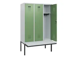 locker met bank,HxBxD 1950x1200x815mm,3vak,vak B 400mm,cilinderslot