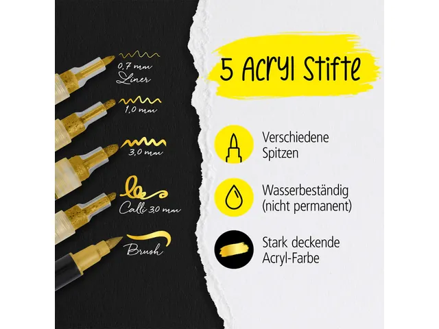 Acrylmarker Online lettering 5 breedtes goud