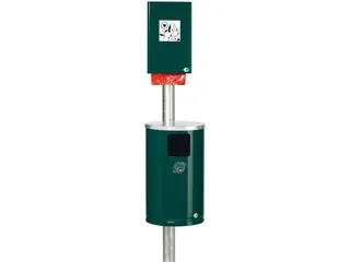 Hondentoilet dispenser/afvalbak wand/paal HxBxD 2000x350x480mm staal - 2