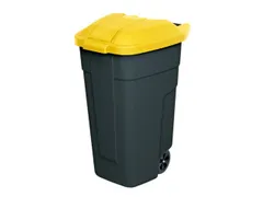 Afvalbak 100 Liter HxBxD 850x510x550mm Pp Romp Antraciet Deksel Geel