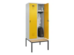 locker met bank,HxBxD 2120x800x815mm,2vak,vak B 400mm,draaigrendel