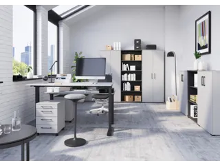 Elektrisch ihv bureau,HxBxD 710-1190x1400x800mm,blad lichtgrijs - 3