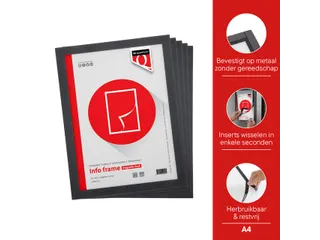 Infokader Quantore magnetisch 5- pack A4 zwart - 4