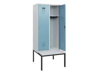 locker met bank,HxBxD 1950x800x815mm,2vak,vak B 400mm,cilinderslot - 1