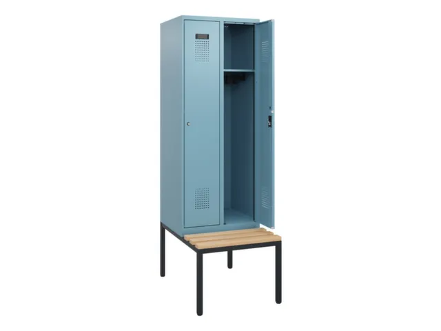 locker met bank,HxBxD 1950x600x815mm,2vak,vak B 300mm,cilinderslot