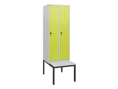 locker met bank,HxBxD 1950x600x815mm,2vak,vak B 300mm,draaigrendel