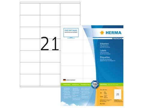 HERMA 4415 Premium etiketten A4 70x42mm Wit 10500 stuks