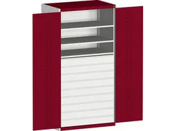 systeemkast 2000x1300x650mm 3xStalen bodem 9laden Ral7035 Ral3004