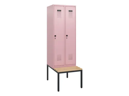 locker met bank,HxBxD 1950x600x815mm,2vak,vak B 300mm,draaigrendel