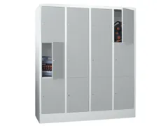 lockerkast,HxBxD 1850x1600x500mm,4x3vakken,RAL7035,front RAL7035