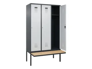 locker met bank,HxBxD 2120x1200x815mm,3vak,vak B 400mm,cilinderslot - 1
