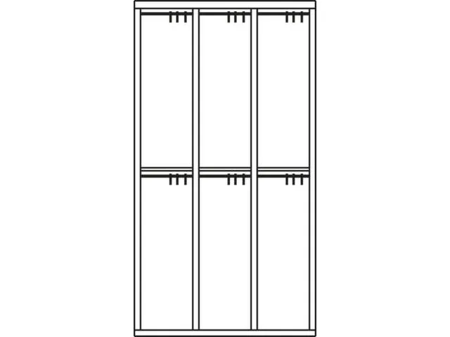 dubbeldekse locker,HxBxD 1850x900x500mm,3x2vak.,RAL7035,front RAL7035