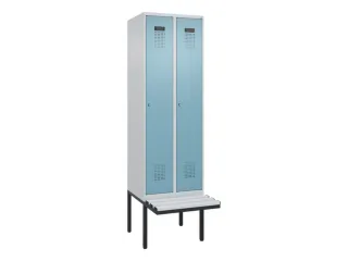 locker met bank,HxBxD 2120x600x815mm,2vak,vak B 300mm,cilinderslot - 2
