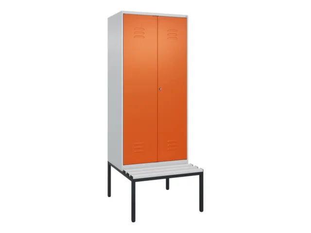 PBM-locker met bank,HxBxD 2120x800x815mm,2vak,vak B 400mm,cil.-slot
