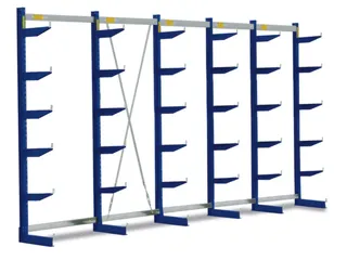 Draagarmstelling 2500x5376x740mm 6etages 1980kg/etage Ral5010 - 1