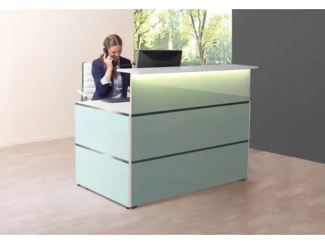 Balie Compleet bxd 1350x1015mm Recht Glazen Front wit