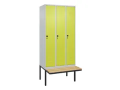 locker met bank,HxBxD 2120x900x815mm,3vak,vak B 300mm,draaigrendel