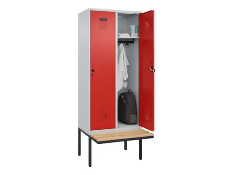 locker met bank,HxBxD 2120x800x815mm,2vak,vak B 400mm,draaigrendel