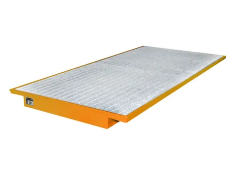 ophangbak,opvangvol. 200l,HxBxD 130x2650x915mm,m. rooster,staal