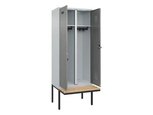 locker met bank,voor scheiding van kleding,HxBxD 2120x800x815mm,2vak