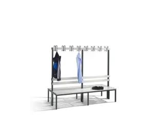 Omkleedbank L 1960Mm Pvc-Zitlatten Dubbelzijdige Hakenlijst Ral7021 - 1