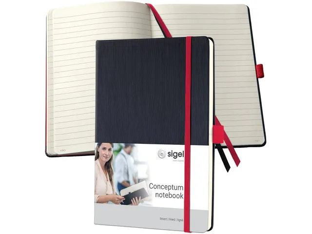 Notitieboek Conceptum RED Edition A5 zwart gelinieerd hardcover. Genum