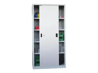 schuifdeurkast,HxBxD 1950x1000x600mm,RAL7035,front RAL7035 - 2