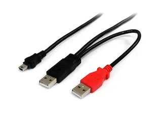 1,8 m USB Y-kabel voor externe harde schijf USB A naar mini B - 1