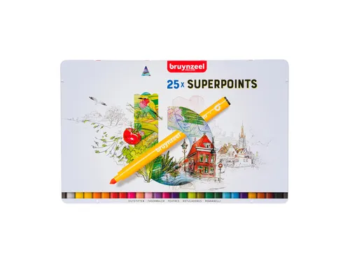 Viltstift Bruynzeel Creatives Superpoints assorti blik à 25 stuks