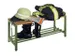 banc-patère,LxP 1000x370mm,barrettes en bois hêtre,piètement RAL601