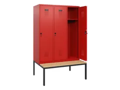 locker met bank,HxBxD 1950x1200x815mm,3vak,vak B 400mm,draaigrendel