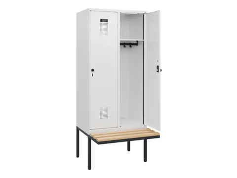locker met bank,HxBxD 1950x800x815mm,2vak,vak B 400mm,draaigrendel