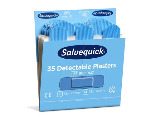 Pleisters Salvequick blauw detectabel refill 35 Stuks