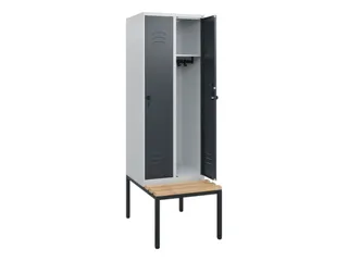 locker met bank,HxBxD 1950x600x815mm,2vak,vak B 300mm,draaigrendel - 2
