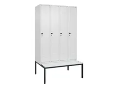locker met bank,HxBxD 2120x1200x815mm,4vak,vak B 300mm,draaigrendel