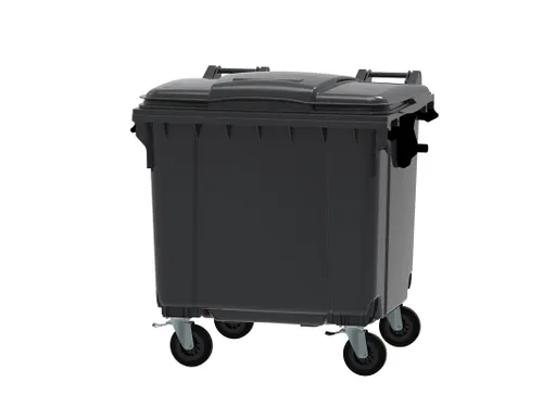 Container 1100 Liter Vlak Deksel Grijs