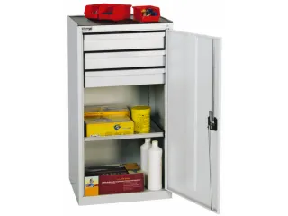 Draaideurkast 1000x500x500mm 3laden 1legbord Lichtgrijs Ral7035 - 2