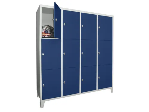 lockerkast,HxBxD 1850x1600x500mm,4x3vakken,RAL7035,front RAL5010