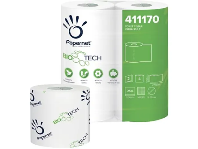 toiletpapier Bio Tech 2-laags wit 250 vel pak van 4 rollen