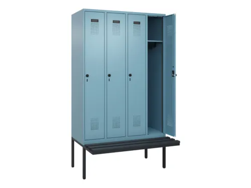 locker met bank,HxBxD 2120x1200x815mm,4vak,vak B 300mm,draaigrendel