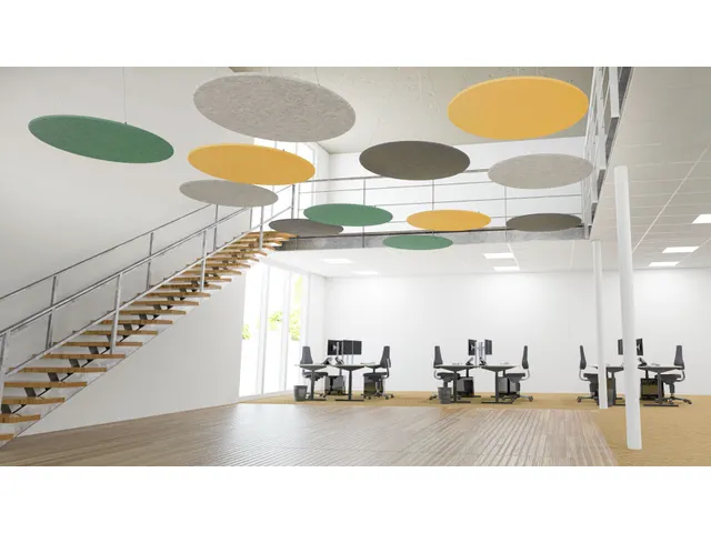 Panneau de plafond acoustique rond Feutre PET Ø120cm Gris clair