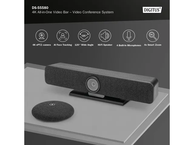 DIGITUS 4K alles-in-één videobar Pro videoconferentiesysteem