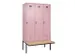 locker met bank,voor scheiding van kleding,HxBxD 2120x1200x815mm,3vak